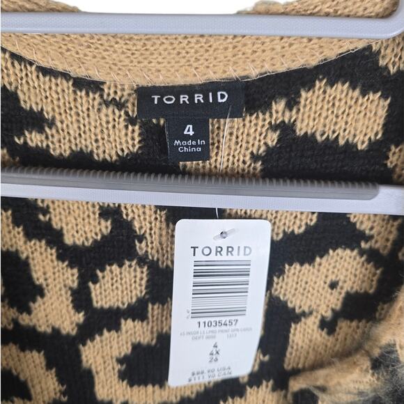 Torrid Insider Long Line Leopard Print Pockets Open Cardigan Women's 3 - 3X NWT - Picture 4 of 7